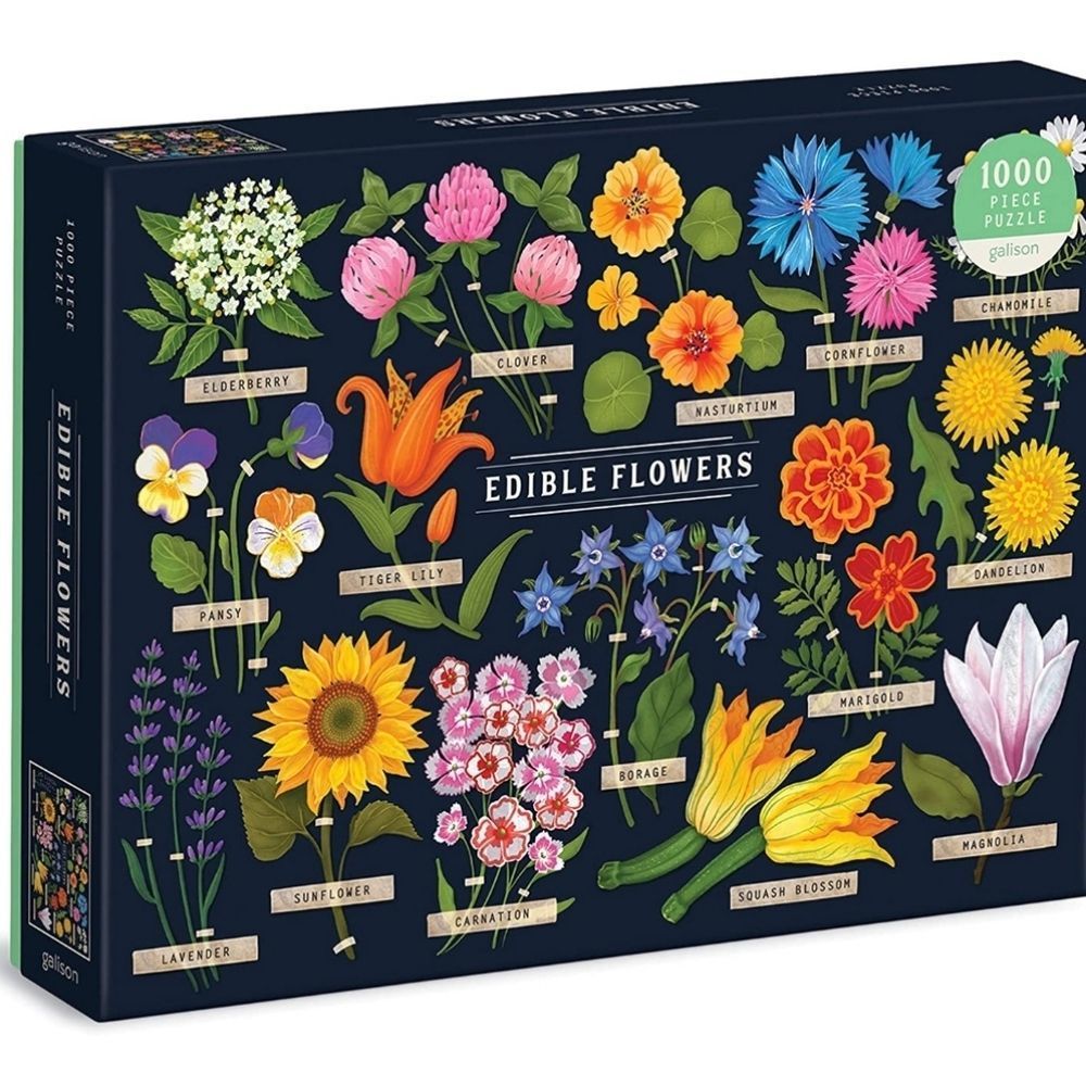 Galison Edible Flowers Puzzle, 1000 Pieces, 27” x 20” – Difficult Jigsaw Puzzle.